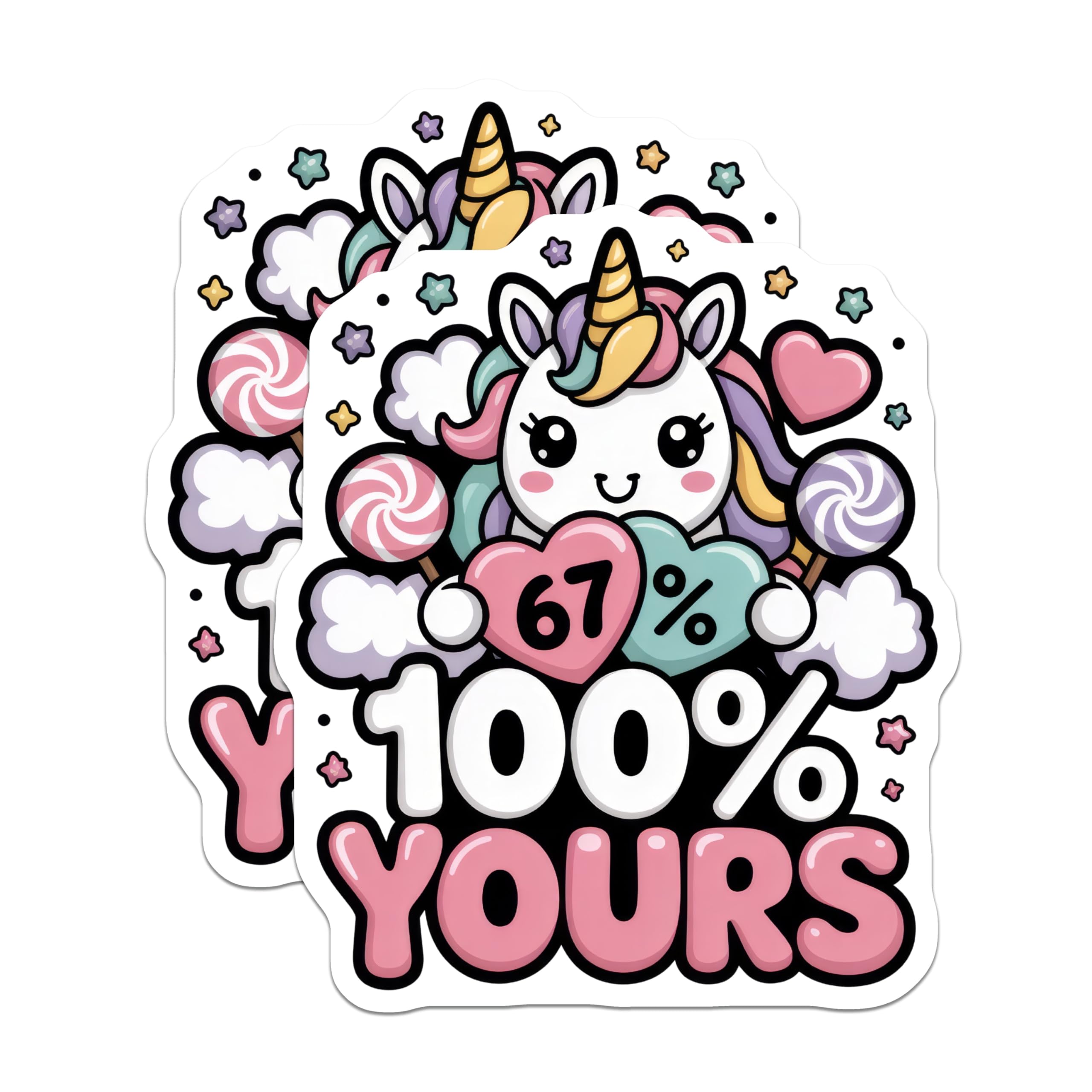 (2 Pack) Unicorn Magnets - Kawaii Cute Decor - 100% Yours Design - 5" On Longest Side - Premium Magnet - for Cars, Refrigerators, Toolboxes, Lockers - Made in USA - MAG17379