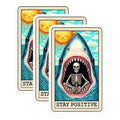 (3 Pack) Shark Skeleton Decals - Stay Positive - Laptop Decals - 3 Inches On Longest Side - Easy Peel & Apply - Made in USA - 3MCS4094