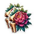 (2 Pack) Peony Flower Magnets - Skeletal Hand Art - Vibrant Floral Decor Magnets - 5 Inches On Longest Side - Thick Durable Magnet - Made in USA - MAG20139