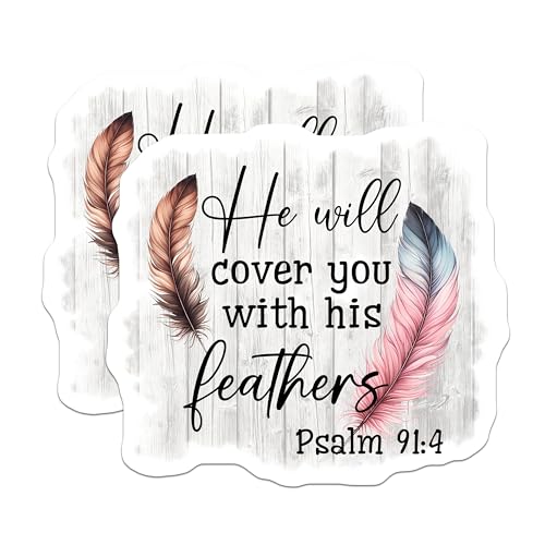 (2 Pack) He Will Cover You Magnets - Bible Verse Decor - Psalm 91:4-5" On Longest Side - for Cars, Fridges, Toolboxes - Made in USA - MAG7556