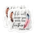 (2 Pack) He Will Cover You Magnets - Bible Verse Decor - Psalm 91:4-5" On Longest Side - for Cars, Fridges, Toolboxes - Made in USA - MAG7556