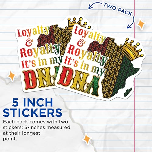 (2 Pack) Africa DNA Stickers - Loyalty and Royalty Stickers - Cultural Heritage Stickers - Pride Stickers - 5" On Longest Side - Sticks to Smooth Flat Surfaces - Made in USA - BMCS4722