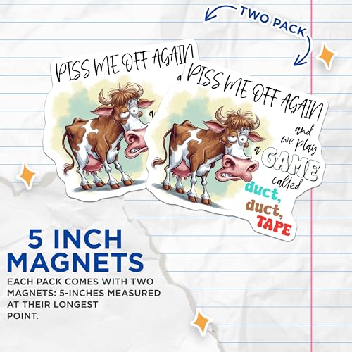 (2 Pack) Office Decor Magnet - Quirky Gifts - 5" On Longest Side - Sticks to Smooth Flat Surfaces - Made in USA - MAG9712