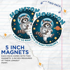 (2 Pack) Houston I Have So Many Problems Magnets - Funny Raccoon Magnet - Space Animal Magnets - 5" On Longest Side - for Cars, Fridges, Toolboxes - Made in USA - MAG4556