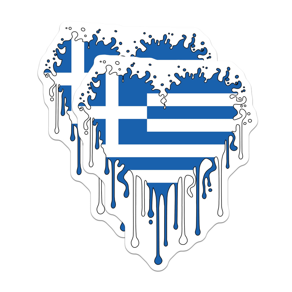 (2 Pack) Greece Flag Magnets - Dripping Greek Pride - Hellenic Republic Decor - 5" On Longest Side - Premium Magnet - for Cars, Refrigerators, Toolboxes, Lockers - Made in USA - MAG17801