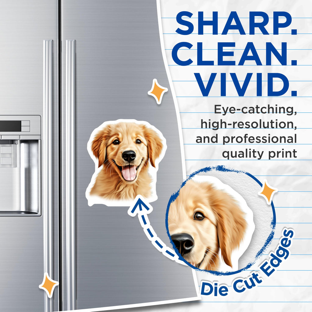 (2 Pack) Golden Retriever Puppy Magnets - Cute Dog Decor - Dog Mom Essentials - Pet Parent Accessory - 5 Inches On Longest Side - Thick Durable Magnet - Made in USA - MAG26638