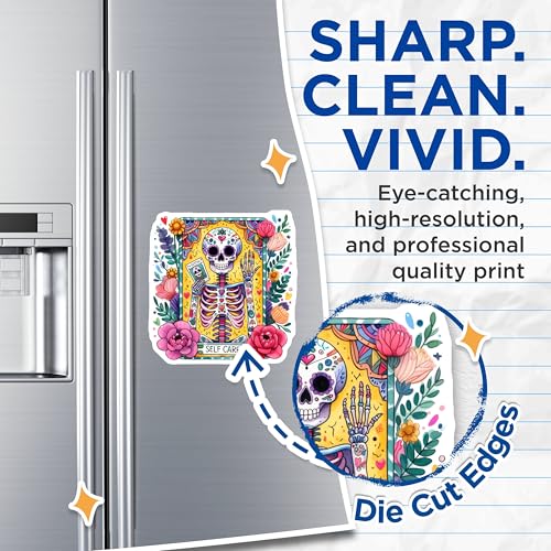 (2 Pack) Day of The Dead Decor Magnet - Floral Skull Art - 5" On Longest Side - Sticks to Smooth Flat Surfaces - Made in USA - MAG9402