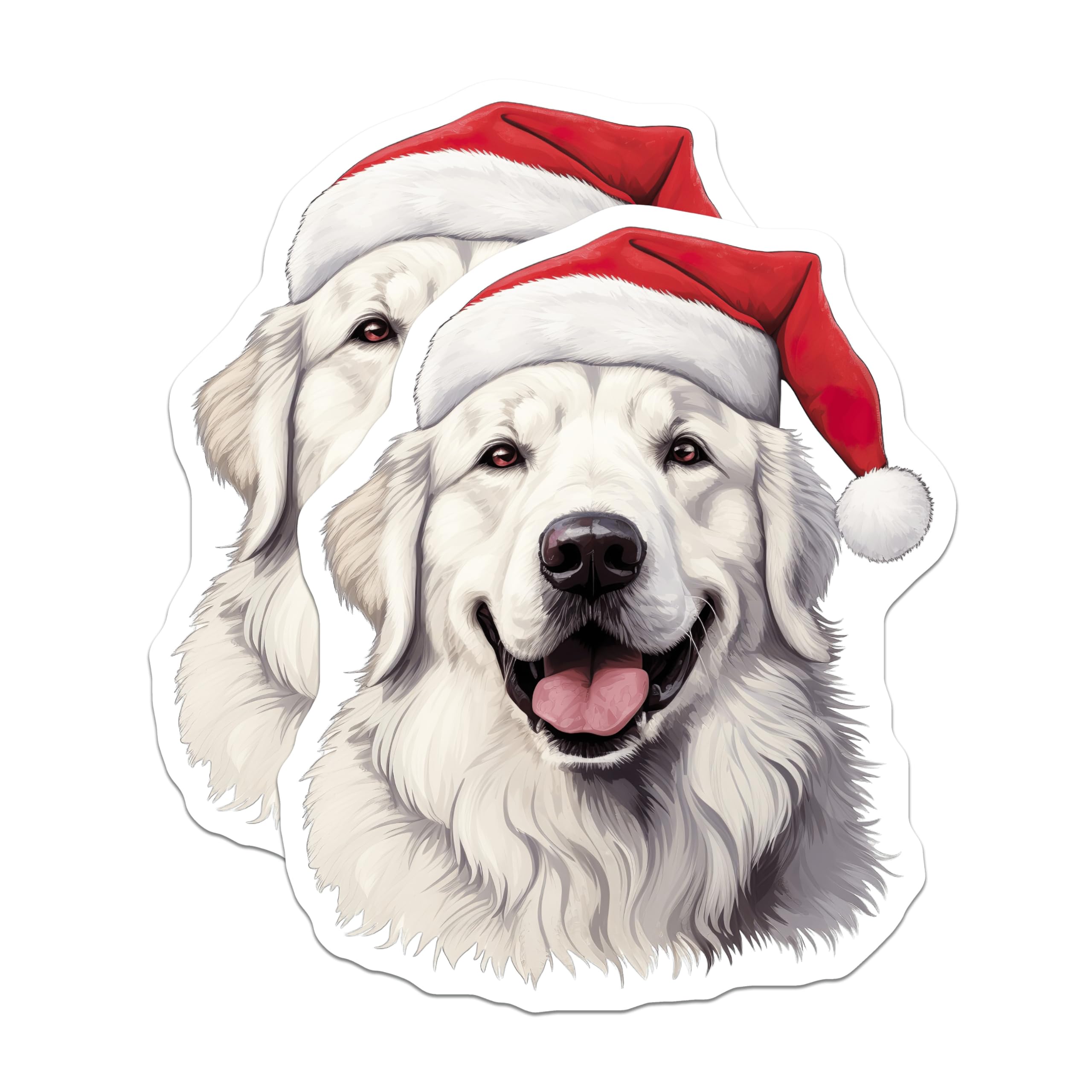 (2 Pack) Golden Retriever Magnets - Santa Hat Dog Decor - Christmas Pet Accessories - 5 Inches On Longest Side - Thick Durable Magnet - Made in USA - MAG30667