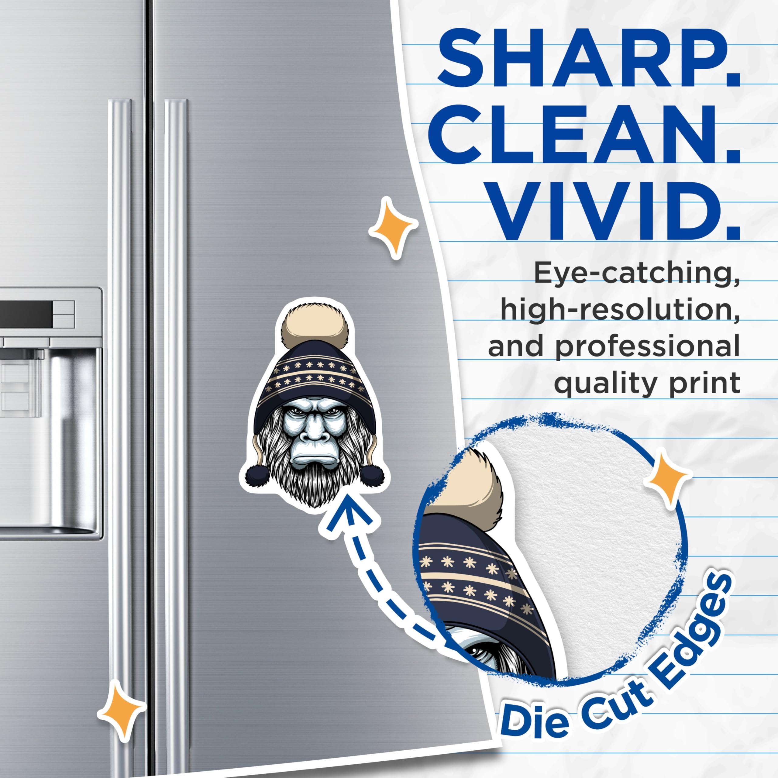 (2 Pack) Yeti Magnets - Bigfoot Refrigerator Decor - Winter Cryptid Collectibles - 5 Inches On Longest Side - Thick Durable Magnet - Made in USA - MAG22225