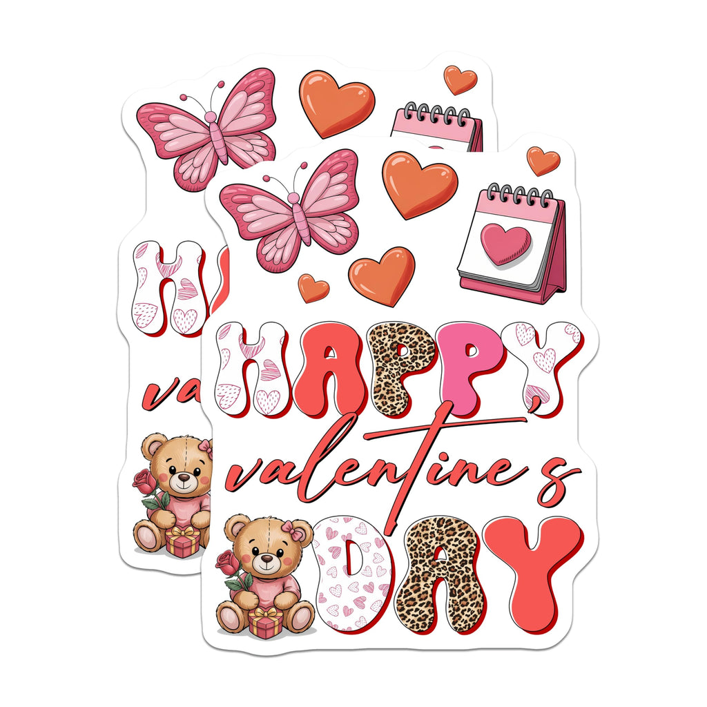 (2 Pack) Valentines Day Magnets - Happy Valentines - Teddy Bear Heart Magnets - 5" On Longest Side - Premium Magnet - for Cars, Refrigerators, Toolboxes, Lockers - Made in USA - MAG16223