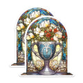 (2 Pack) Stained Glass Floral Magnets - Art Nouveau Vase Decor - Aesthetic Kitchen Organizer for Home - 5 Inches On Longest Side - Thick Durable Magnet - Made in USA - MAG27352