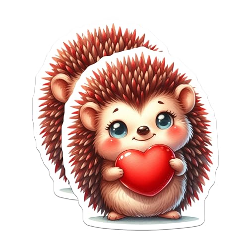 (2 Pack) Hedgehog Holding Heart Magnets - Cute Animal - Fridge Magnet - Office ation - Kids Room Ornaments - 5" On Longest Side - for Cars, Fridges, Toolboxes - Made in USA - MAG3671