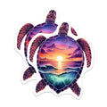 (2 Pack) Sea Turtle Magnets - Vibrant Ocean Sunset - Coastal Marine Life Decor - Mystical Beach Art - Celestial Turtle Shell - 5 Inches On Longest Side - Thick Durable Magnet - Made in USA - MAG22453