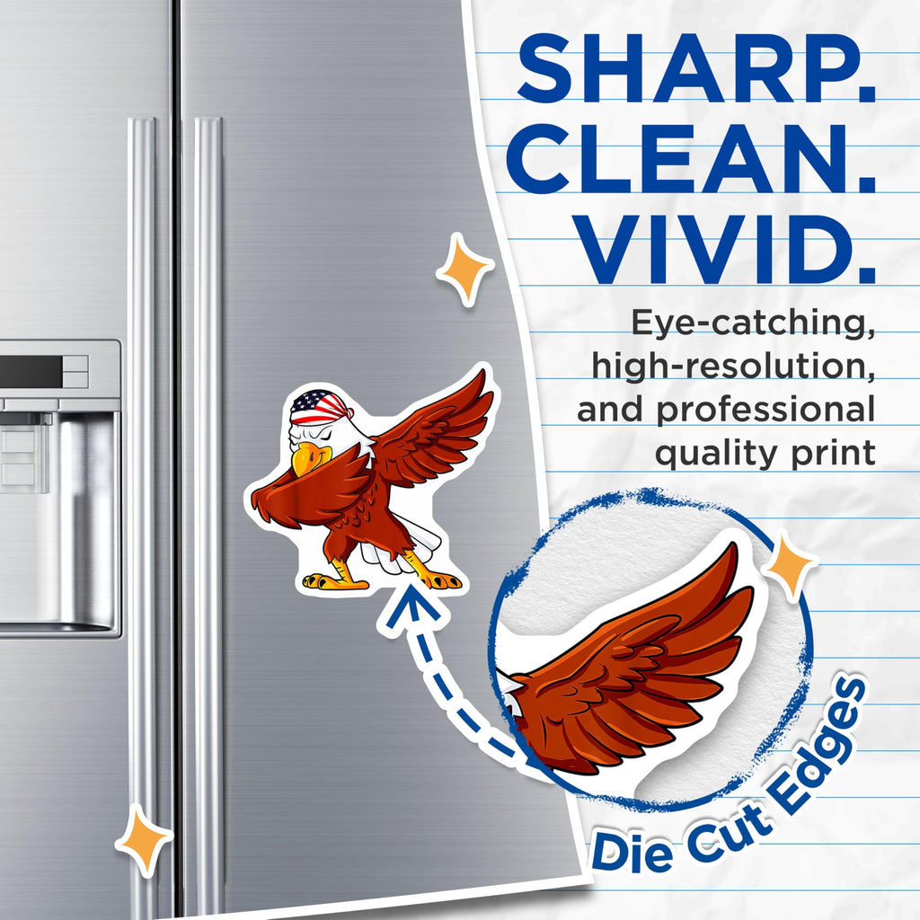 (2 Pack) Dabbing American Eagle Magnets - USA Flag Bandana Dab Meme - Patriotic Bird Refrigerator Locker Vehicle Accent - 5 Inches On Longest Side - Thick Durable Magnet - Made in USA - MAG24119
