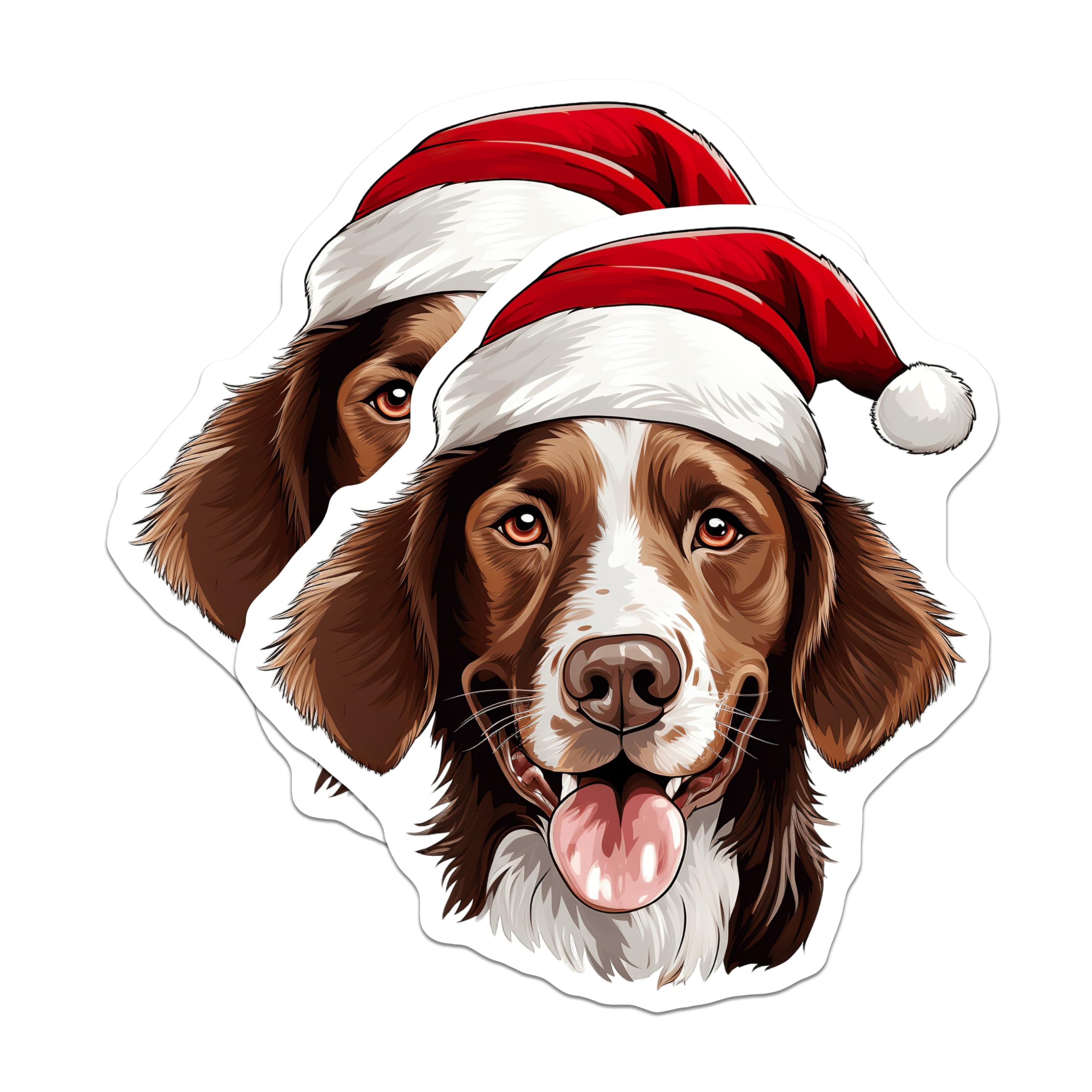 (2 Pack) Christmas Dog Magnets - Santa Hat Pet Decor - Holiday Refrigerator Accent for Pet Lovers - 5 Inches On Longest Side - Thick Durable Magnet - Made in USA - MAG26646