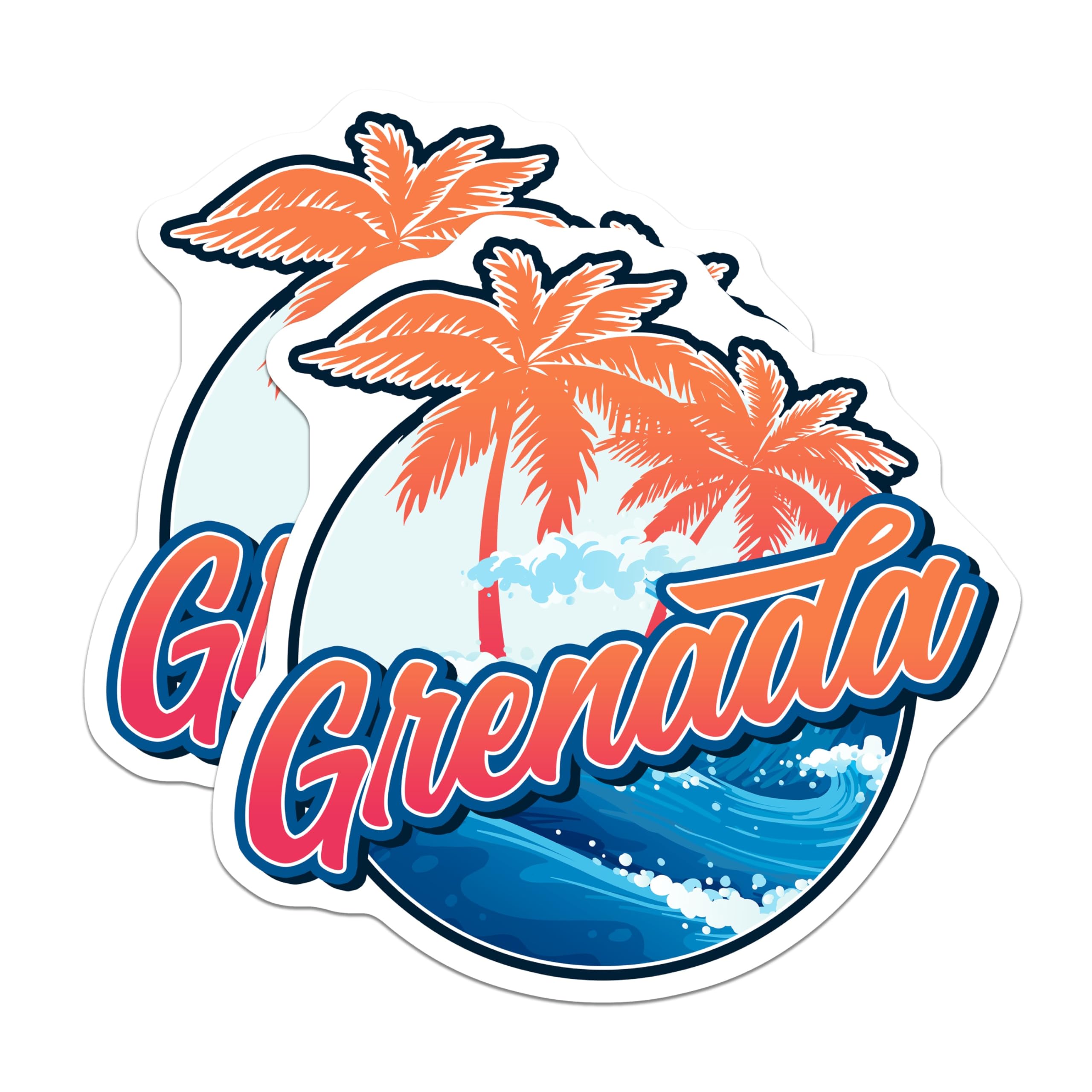 (2 Pack) Grenada Magnets - Caribbean Island Souvenir - Tropical Beach Decor - 5" On Longest Side - Premium Magnet - for Cars, Refrigerators, Toolboxes, Lockers - Made in USA - MAG17820