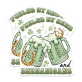 (2 Pack) Funny St. Patrick's Day Stickers - Beer Lovers - Sheigans - 5" On Longest Side - Sticks to Smooth Flat Surfaces - Made in USA - BMCS8407