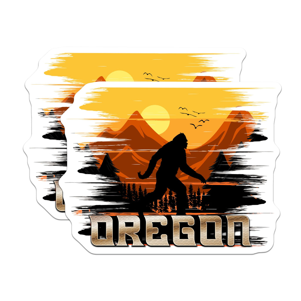 (2 Pack) Oregon Bigfoot Magnets - Sasquatch Mountain Forest Scene - PNW Adventure Cryptid Legend - 5 Inches On Longest Side - Thick Durable Magnet - Made in USA - MAG20272