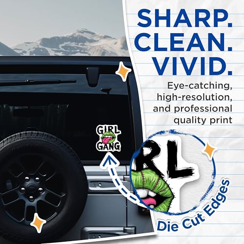 (2 Pack) Girl Gang Stickers - Zombie Lips Stickers - Cool Graphic Stickers for Laptops Walls Notebooks - 5" On Longest Side - Sticks to Smooth Flat Surfaces - Made in USA - BMCS4565