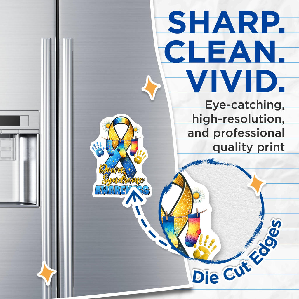 (2 Pack) Down Syndrome Awareness Magnets - 5" On Longest Side - for Cars, Fridges, Toolboxes - Made in USA - MAG8214