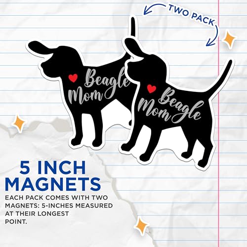 (2 Packs) Beagle Mom Magnets - Beagle Dog Breed Dog Mom Dog Dad Magnets - 5 Inches On Longest Side - Premium Magnet - for Fridges, Toolboxes, Cars - Made in USA - MAG2442