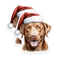 (2 Pack) Christmas Dog Magnets - Labrador Retriever Decor - Santa Hat Puppy Magnets - 5 Inches On Longest Side - Thick Durable Magnet - Made in USA - MAG26078