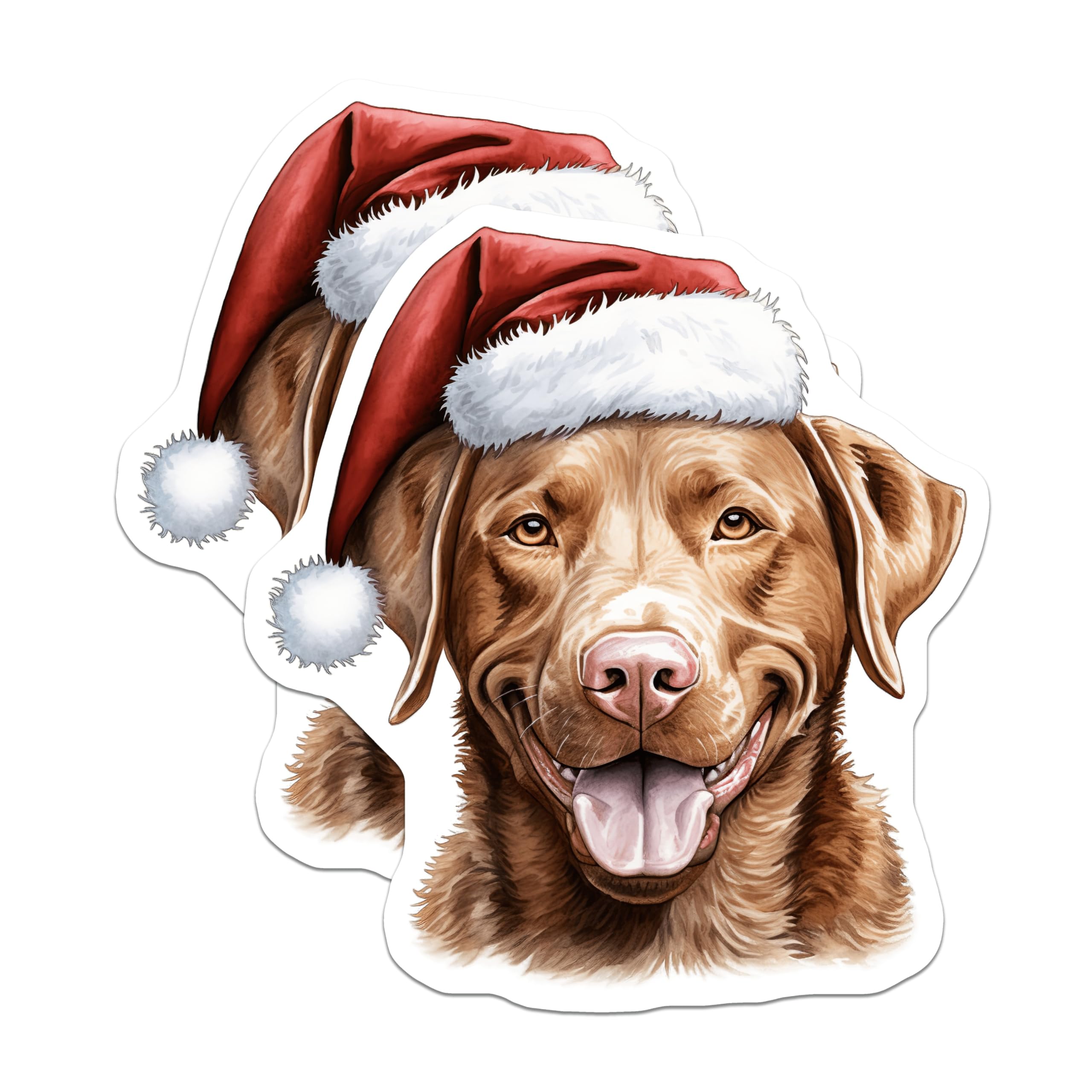 (2 Pack) Christmas Dog Magnets - Labrador Retriever Decor - Santa Hat Puppy Magnets - 5 Inches On Longest Side - Thick Durable Magnet - Made in USA - MAG26078