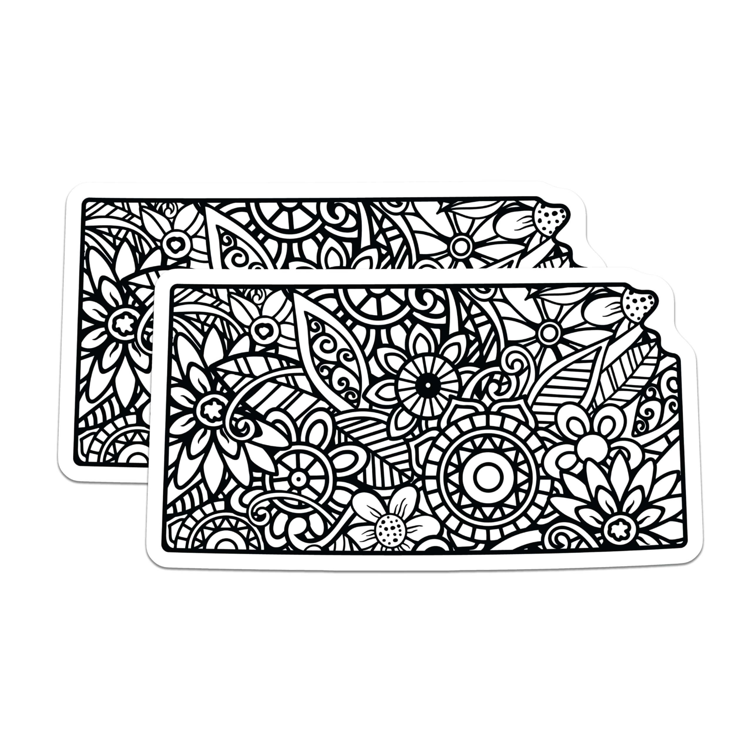 (2 Pack) Kansas State Magnets - Floral Mandala Art Zentangle Outline - Midwest Travel Souvenir - Home Kitchen Decor - 5 Inches On Longest Side - Thick Durable Magnet - Made in USA - MAG19119