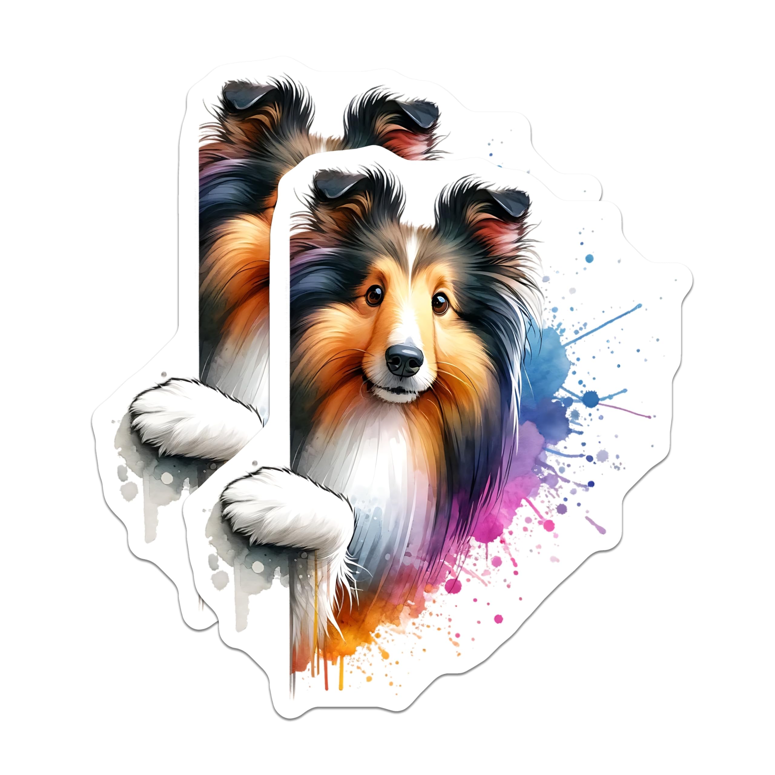 (2 Pack) Sheltie Magnets - Watercolor Dog Art - Refrigerator Magnets - 5" On Longest Side - Premium Magnet - for Cars, Refrigerators, Toolboxes, Lockers - Made in USA - MAG15100