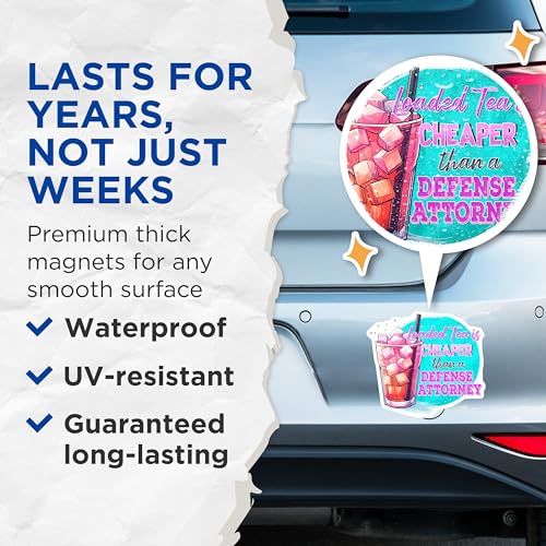 (2 Pack) Loaded Tea is Cheaper Than a Defense Attorney Magnets - Kitchen Decor - Office Humor - 5" On Longest Side - for Cars, Fridges, Toolboxes - Made in USA - MAG8302