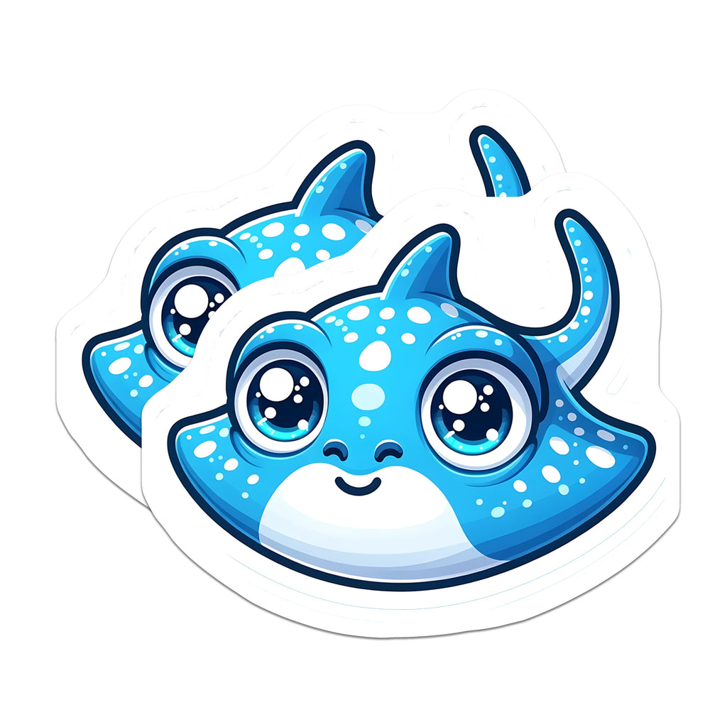 (2 Pack) Manta Ray Magnets - Cute Ocean Decor - Kawaii Animal Fridge Art - 5 Inches On Longest Side - Thick Durable Magnet - Made in USA - MAG39303