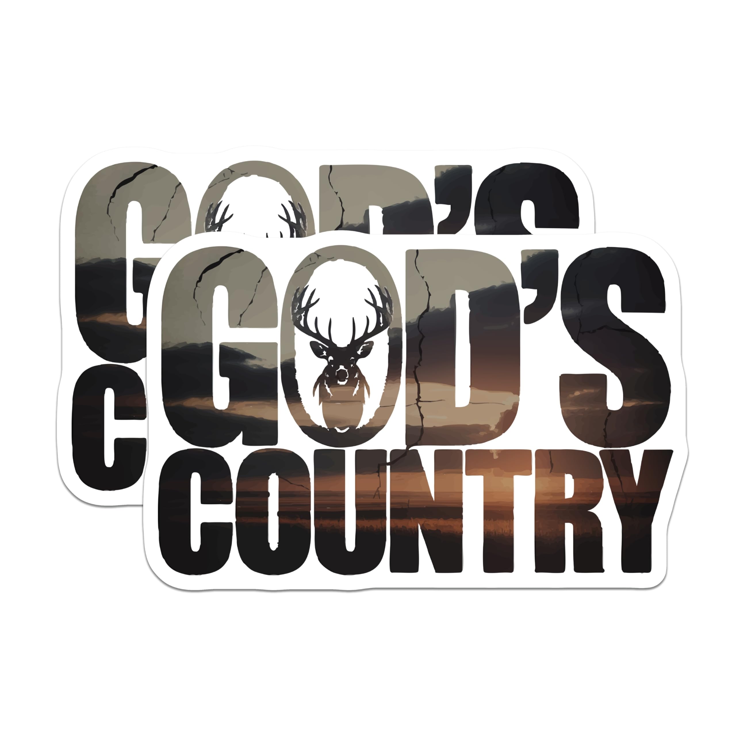 (2 Pack) God's Country Magnets - Deer Head Hunting Decor - Outdoorsman Fridge Magnets - 5 Inches On Longest Side - Thick Durable Magnet - Made in USA - MAG25278
