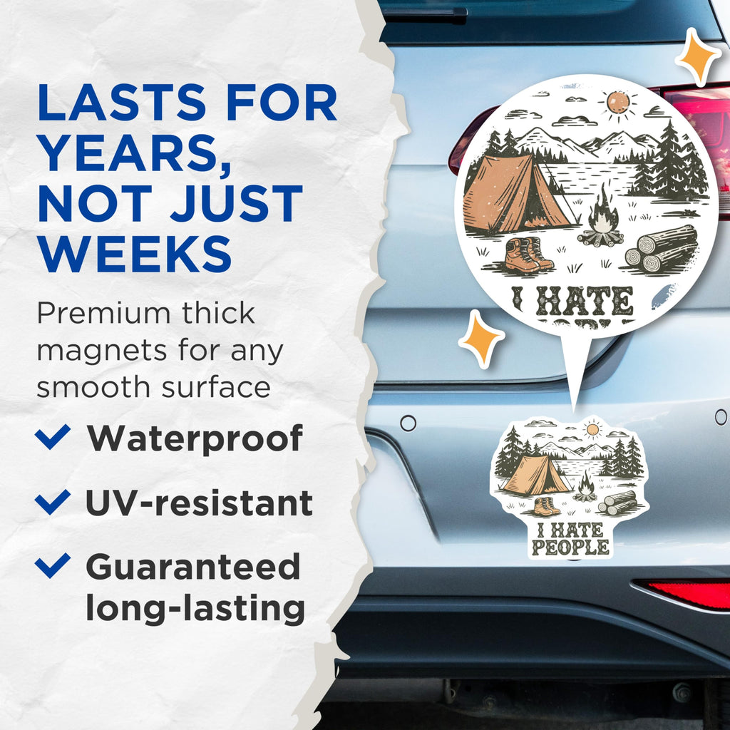 (2 Pack) Camping Scene Magnets - Introvert Quote - Anti Social Refrigerator Magnets - 5" On Longest Side - Premium Magnet - for Cars, Refrigerators, Toolboxes, Lockers - Made in USA - MAG17703