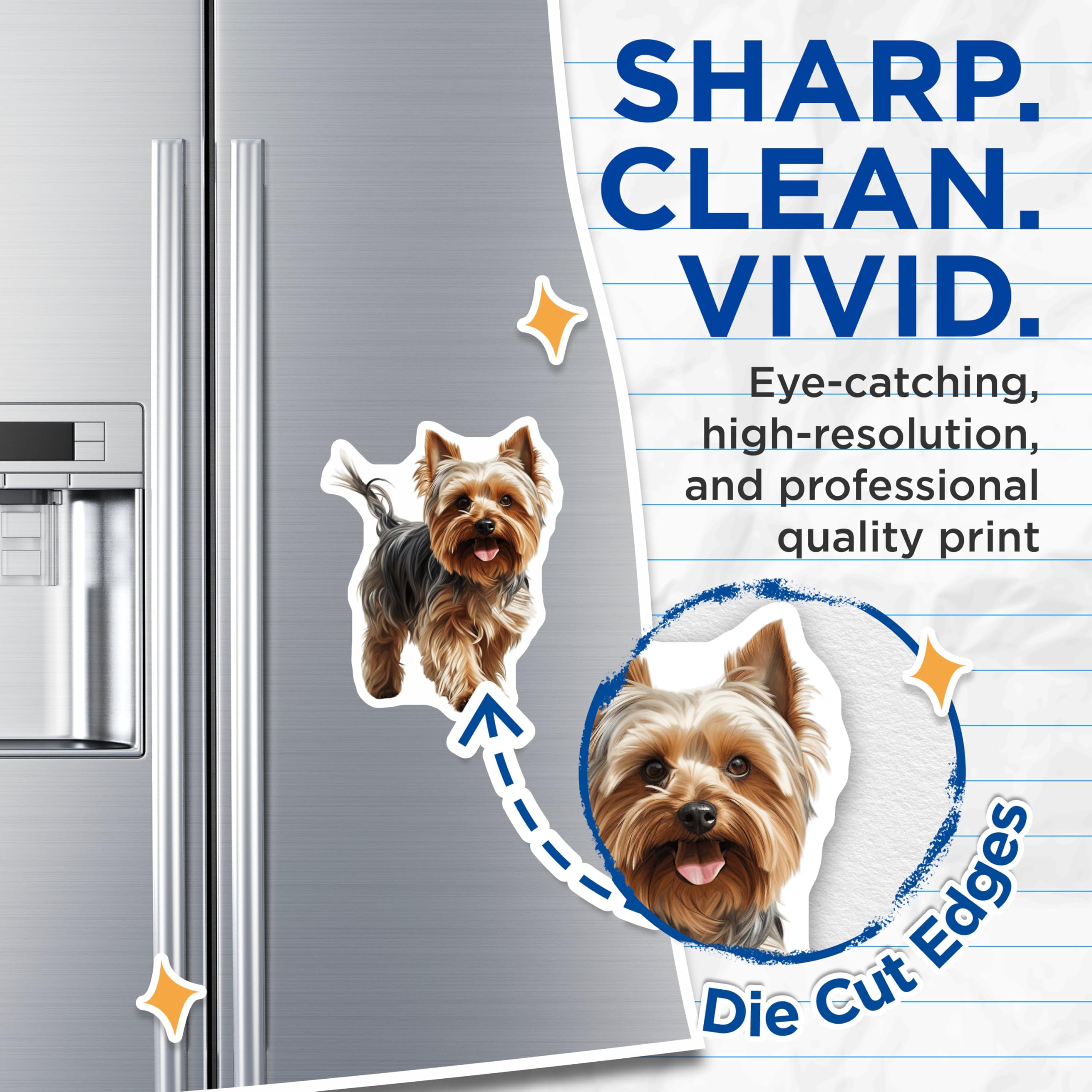(2 Pack) Yorkshire Terrier Magnets - Cute Yorkie Dog Lover Decor - Pet Mom Fridge Animal Magnets - 5 Inches On Longest Side - Thick Durable Magnet - Made in USA - MAG26528