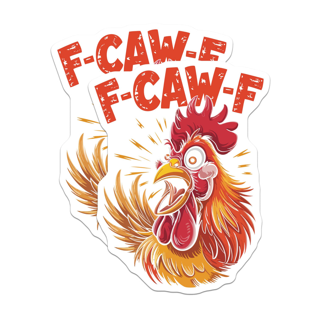 (2 Pack) F-CAW-F Rooster Magnets - Funny Chicken - Crazy Farm Animal - 5" On Longest Side - Premium Magnet - for Cars, Refrigerators, Toolboxes, Lockers - Made in USA - MAG15098