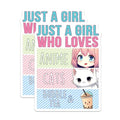 (2 Pack) Just A Girl Who Loves Anime Stickers - Cats - Bubble Tea - Cute Anime Girl - Kawaii - 5" On Longest Side - Sticks to Smooth Flat Surfaces - Made in USA - BMCS7761
