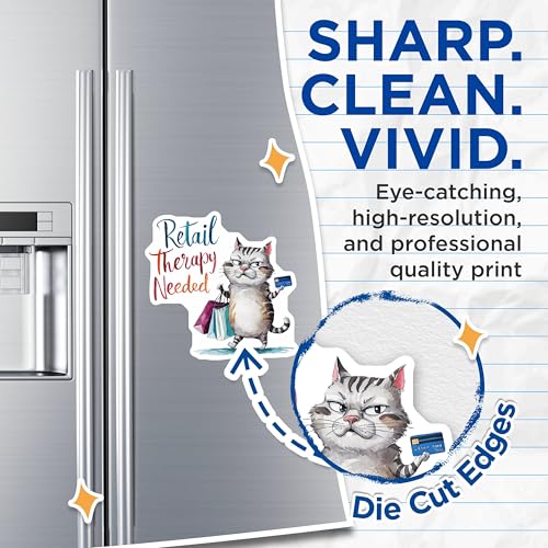 (2 Pack) Retail Therapy Needed Cat Magnets Magnets - Funny Cat Magnet - Cute Shopping Magnet - 5" On Longest Side - Made in USA - Sticks to Refrigerators & Metal Surfaces - MAG8557