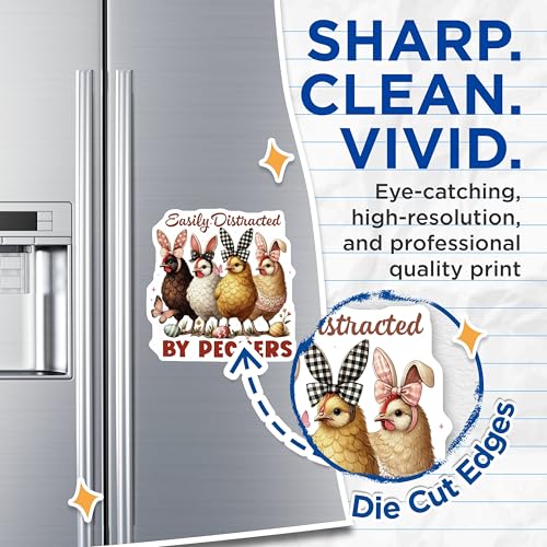 (2 Pack) Easily Distracted by Peckers Magnets - Funny Chicken Magnets - Cute Chicks Decor Magnet for Fridge Locker - 5" On Longest Side - for Cars, Fridges, Toolboxes - Made in USA - MAG7099