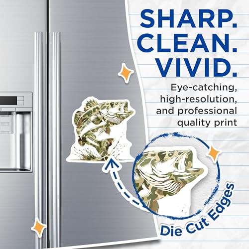 (2 Pack) Bass Fishing Magnets Magnets - Fishing Enthusiast Decor - Outdoor Adventure Magnet - 5" On Longest Side - Made in USA - Sticks to Refrigerators & Metal Surfaces - MAG8592