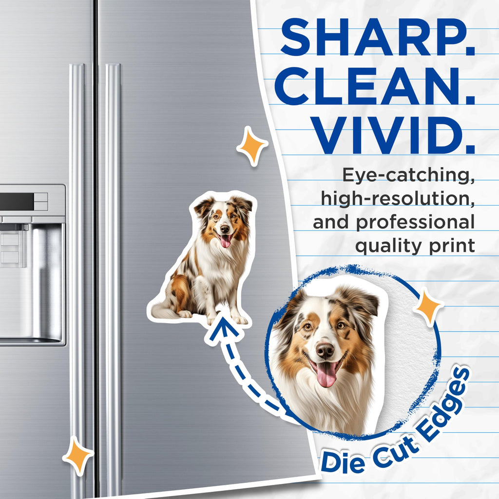 (2 Pack) Australian Shepherd Magnets - Aussie Dog Lover Decor - Pet Parent Refrigerator Magnets - 5 Inches On Longest Side - Thick Durable Magnet - Made in USA - MAG27085