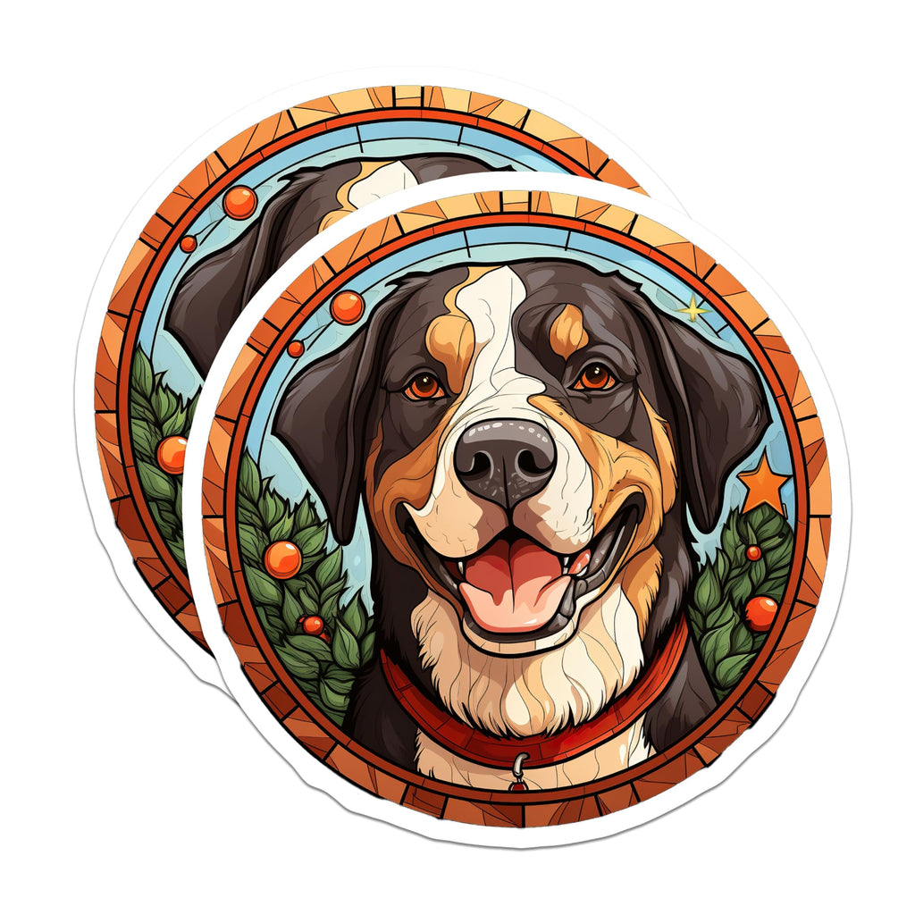(2 Pack) Bernese Mountain Dog Magnets - Stained Glass Pet Art - Festive Christmas Dog Decor - Dog Lover Home Accent - 5 Inches On Longest Side - Thick Durable Magnet - Made in USA - MAG25490