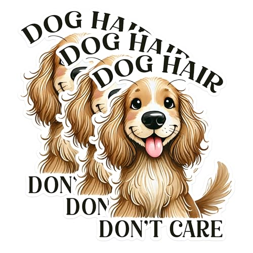(3 Pack) Dog Hair Dont Care Decals - Cute Puppy Stickers - Funny Pet Laptop Stickers - 3 Inches On Longest Side - Easy Peel & Apply - Made in USA - 3MCS1602