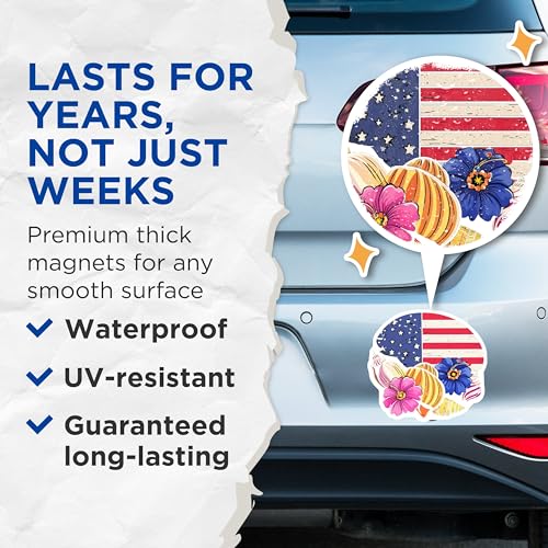 (2 Pack) American Flag Magnets Magnets - 5" On Longest Side - Made in USA - Sticks to Refrigerators & Metal Surfaces - MAG8999