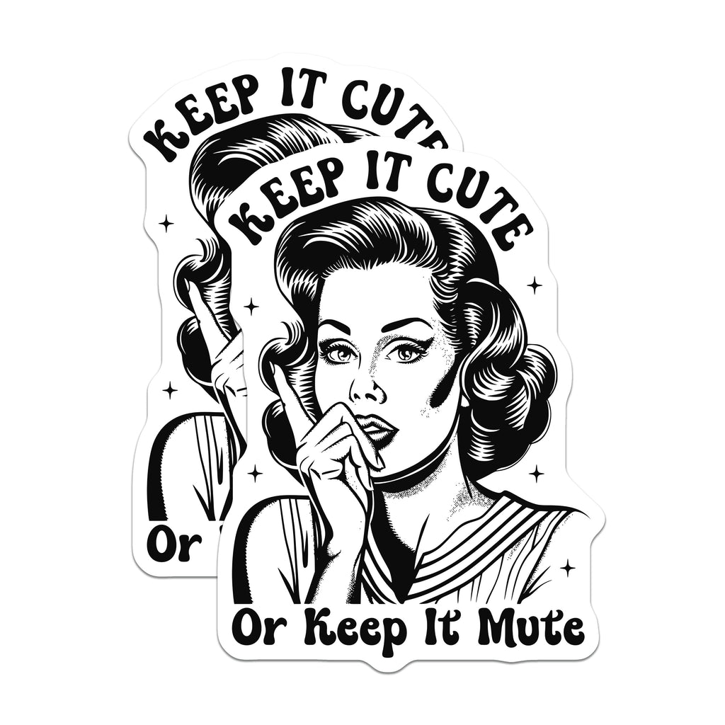 (2 Pack) Sassy Woman Magnets - Funny Keep It Cute Quote - Retro Comic Book Style Fridge Decor - 5 Inches On Longest Side - Thick Durable Magnet - Made in USA - MAG36153