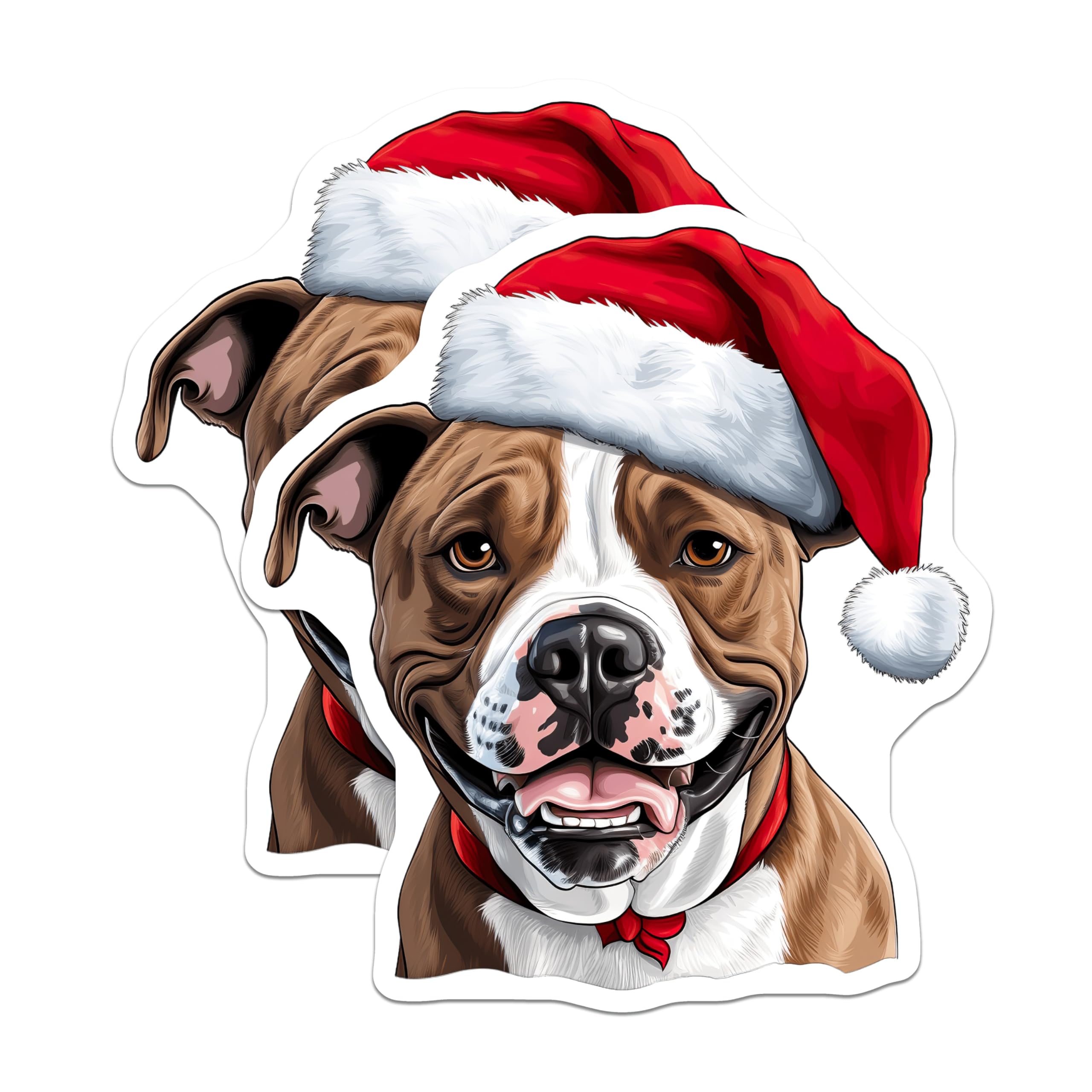 (2 Pack) Pitbull Christmas Magnets - Dog Mom Holiday Decor - Santa Hat Pet Lover Decor - 5 Inches On Longest Side - Thick Durable Magnet - Made in USA - MAG26681