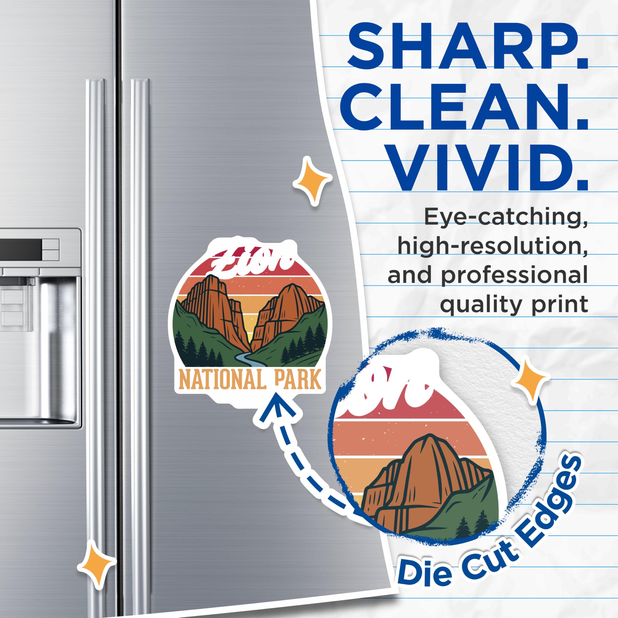 (2 Pack) Zion National Park Magnets - Retro Park Decor - Mountain Landscape Souvenir - 5" On Longest Side - Premium Magnet - for Cars, Refrigerators, Toolboxes, Lockers - Made in USA - MAG18933