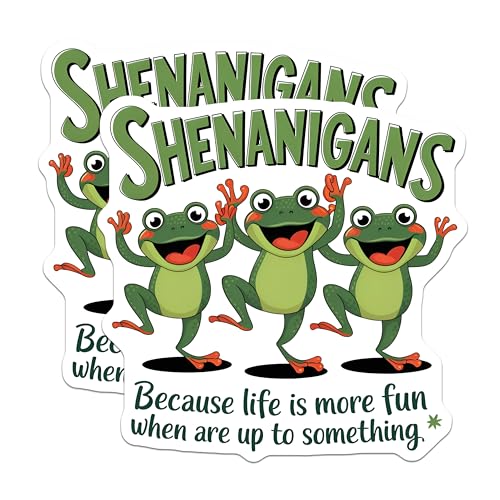 (2 Pack) Sheigans Frog Stickers - Fun Frog Art - Life Quote Stickers - 5" On Longest Side - Sticks to Smooth Flat Surfaces - Made in USA - BMCS6989