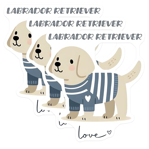 (3 Pack) Labrador Retriever Decals - Puppy Dog - Dog Lover Gift - 3 Inches On Longest Side - Easy Peel & Apply - Made in USA - 3MCS6069