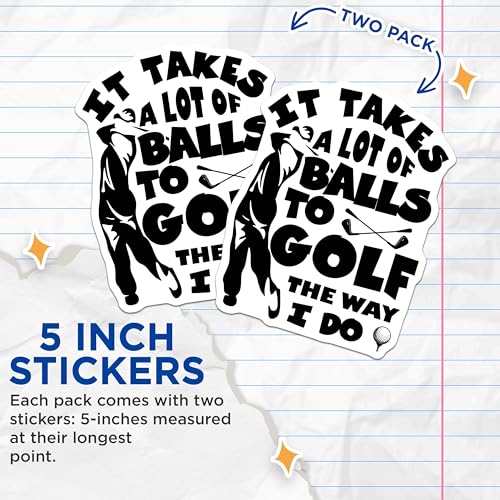 (2 Pack) Funny Golfing Stickers - Golf Lover Decals - 5" On Longest Side - Sticks to Smooth Flat Surfaces - Made in USA - BMCS8917 - BMCS8917
