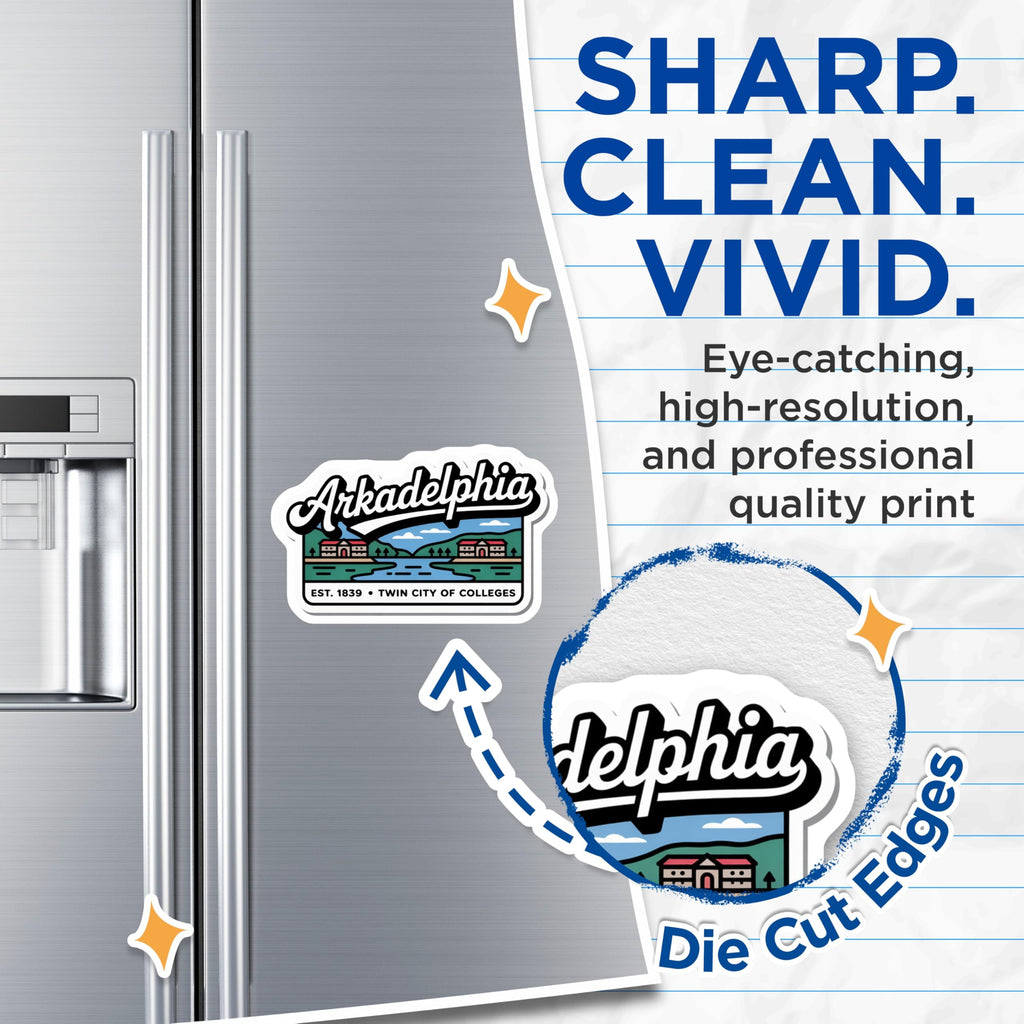 (2 Pack) Arkadelphia Arkansas Magnets - Twin City Colleges - Retro Souvenir Fridge Magnets - 5" On Longest Side - Premium Magnet - for Cars, Refrigerators, Toolboxes, Lockers - Made in USA - MAG18127